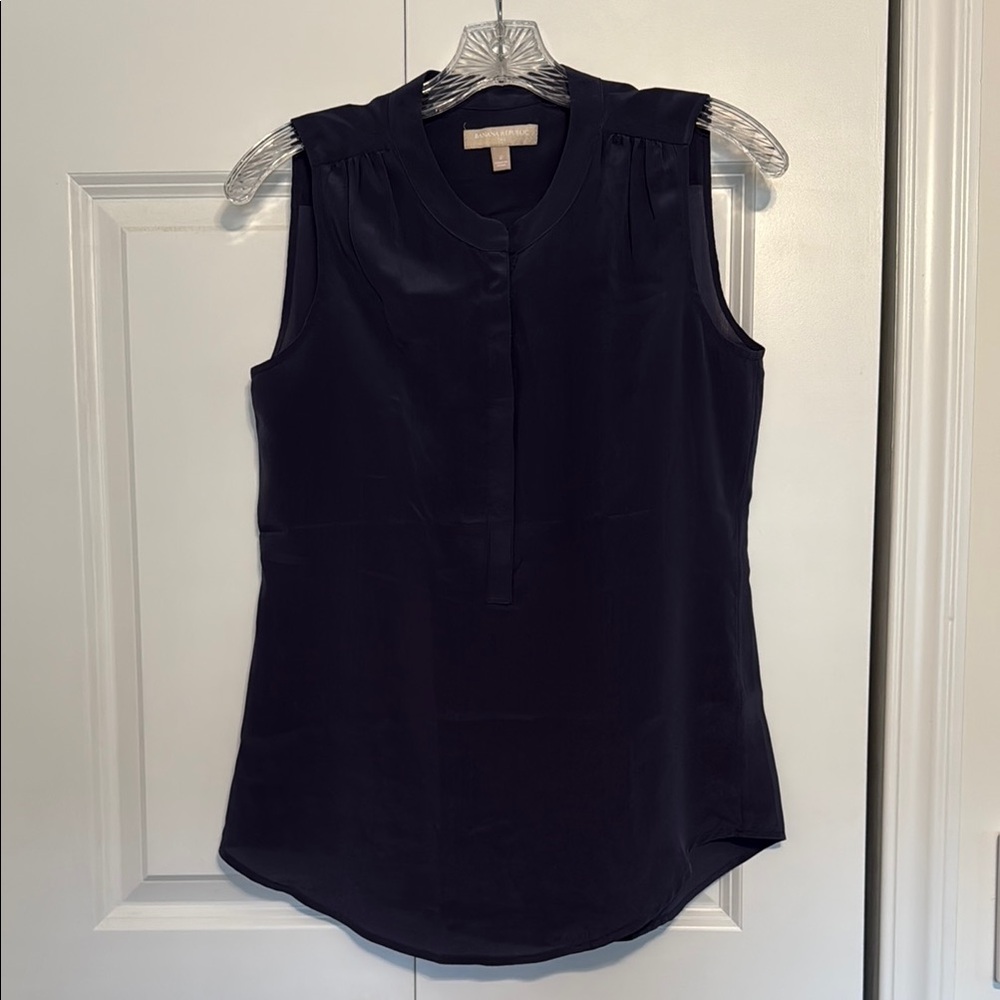 Banana Republic Factory Black Polo Collar Blouse